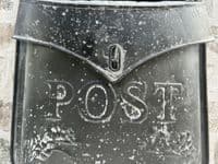 SAVE 50%!! Distressed Black Metal Post Mail Box - Shabby Chic - Lockable