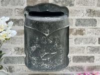 SAVE 50%!! Distressed Black Metal Post Mail Box - Shabby Chic - Lockable