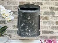 SAVE 50%!! Distressed Black Metal Post Mail Box - Shabby Chic - Lockable
