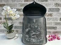 SAVE 50%!! Distressed Black Metal Post Mail Box - Shabby Chic - Lockable
