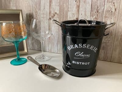SAVE 50%!!! Metal Ice Bucket Black French Shabby Chic Bistro Café Style