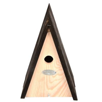 SAVE 50%!! Triangular Blue Tit Bird House Birdhouse - Wooden w Apex Roof