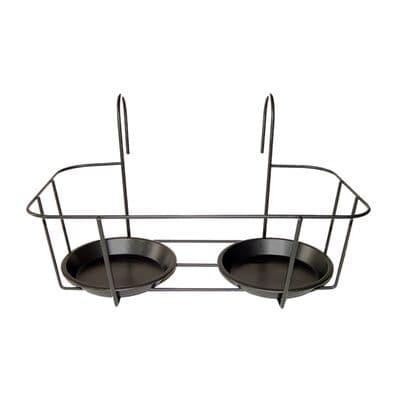 SAVE 60%!!! Metal Grey Black Double Balcony Plant Flower Pot Hanger with 2 Trays