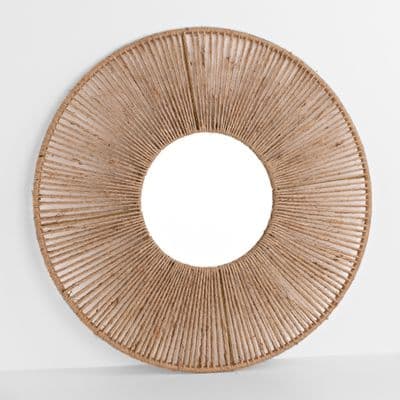 SAVE 60%!!!! Rattan Framed Round Bohemian Glass Wall Mirror 61cm