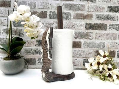 Seahorse Kitchen Roll Holder Nautical Wooden Kitchen Accessory Grey and White