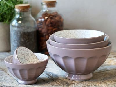 Set 5 French Pink Porcelain Bowls Soup Dessert Olives Snack Decorative Inner