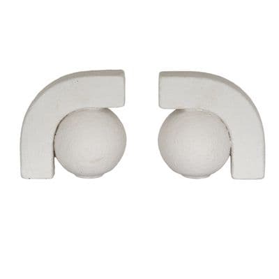 Set Off White Bookends - Ceramic Heavy 2.5kg Shelf Book Accessory Gift