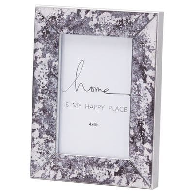 Silver Black Mottled Photo Picture Frame Mount - Wall or Freestanding - 6 x 4