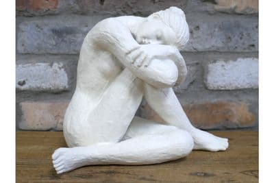 Sitting Lady Emily Figurine Statue Nude Ornament Gift - Off White