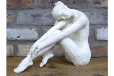 Sitting Lady Lucy Figurine Statue Nude Ornament Gift - Off White