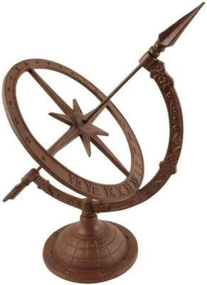 Small Cast Iron Brown Sundial Garden Accessory Vintage Style