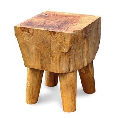 Solid Teak Root Table Stool w/ Legs - Lamp Plant Occasional Wooden Table