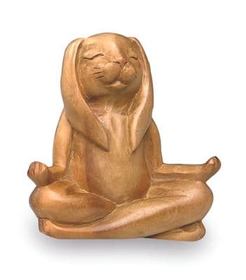 Solid Wood Yoga Bunny Figurine Pilates Ornament - Handmade Teak Lotus Pose