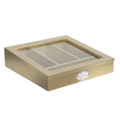 Sparkle Gold Wooden Cutlery Tray - 4 Piece - 30 x 30cm Wood & Glass *