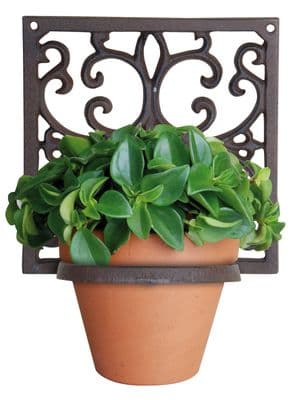 Square Frame Flowerpot Holder Hanger Cast Iron Brown
