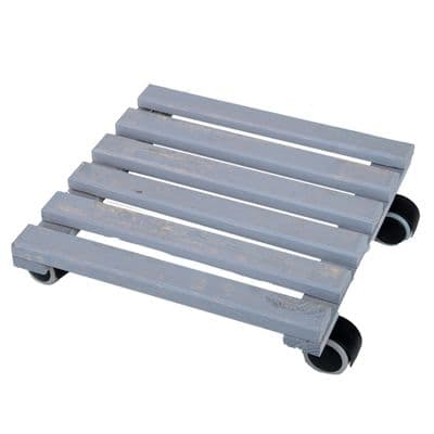 Square Wooden Plant Pot Caddy Grey Wheels Wood Planter Trolley Mover Stand