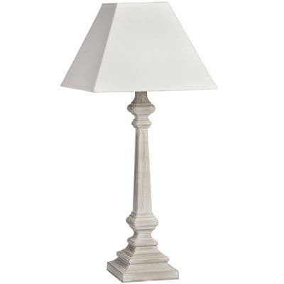Table Bedside Lamp 64cm Tall Shabby Chic Taupe Distressed Square w Linen Shade