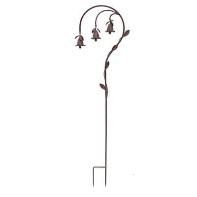 Tall 1.15m Garden Crook Metal Stake Plant Support Ornamental w Bells Decoration