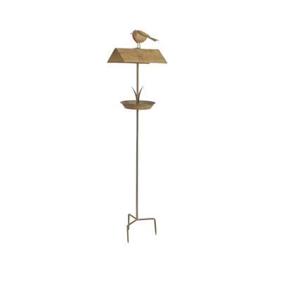 Tall 1.1m Distressed Brown Metal Robin Garden Stake Bird  Feeder Bath Decoration
