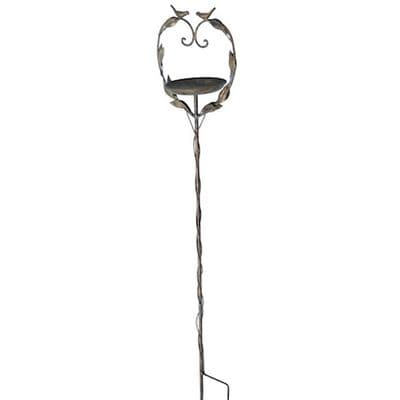 Tall 1.2m Rusty Gold Metal Garden Stake Bird Feeder Bath Ornament Decoration