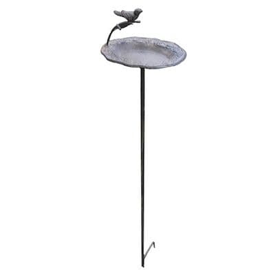 Tall 1m Rusty Bird Metal Garden Stake Bird Feeder Bath Ornament Decoration