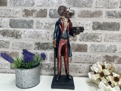 Tall 35cm Gentleman Ram Sheep Deer Bust Ornament Figurine Regal Statue