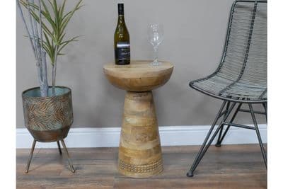 Tall 55cm Teak Wood Occasional Side Table for Coffee Drinks Plant