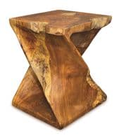 Teak Root Side Table Hand Carved Solid Wood Lamp Stool Furniture  Square Twisted