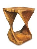 Teak Root Side Table Hand Carved Solid Wood Lamp Stool Furniture  Square Twisted