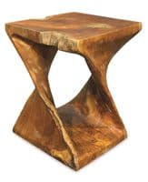 Teak Root Side Table Hand Carved Solid Wood Lamp Stool Furniture  Square Twisted