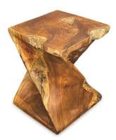 Teak Root Side Table Hand Carved Solid Wood Lamp Stool Furniture  Square Twisted