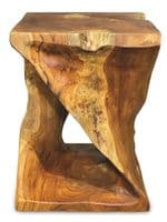 Teak Root Side Table Hand Carved Solid Wood Lamp Stool Furniture  Square Twisted