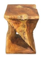 Teak Root Side Table Hand Carved Solid Wood Lamp Stool Furniture  Square Twisted