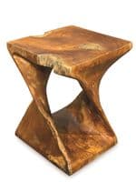 Teak Root Side Table Hand Carved Solid Wood Lamp Stool Furniture  Square Twisted