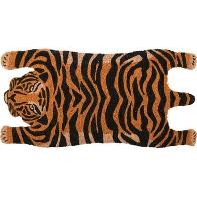 Tiger Shaped Coir Door Floor Entrance Mat Doormat 74 x 38cm Orange & Black