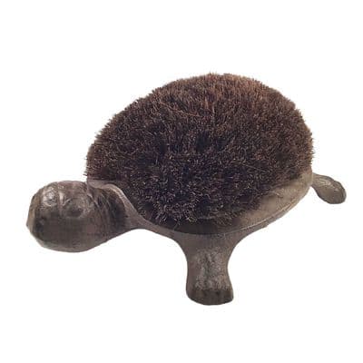 Tortoise Boot Shoe Scraper Brush Turtle Shaped Brown Cast Iron & Coir Metal