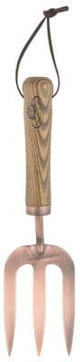 Traditional Garden Steel Copper Plated Hand Fork Wooden Handle