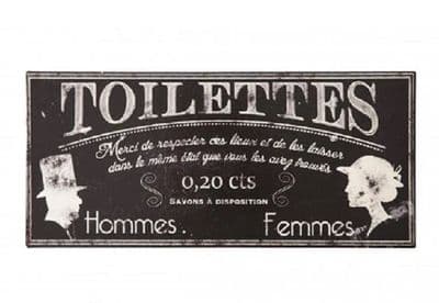 Vintage Style French Toilet Toilettes Metal Sign Plaque