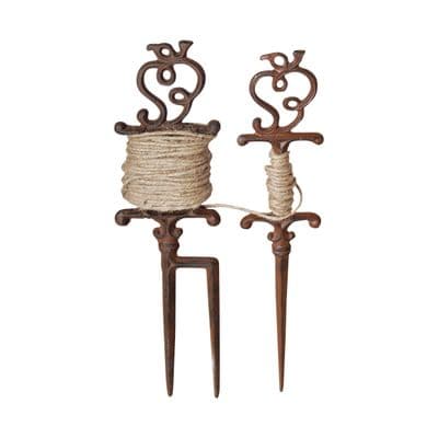 Vintage Style Garden Line Row Marker Ornate Cast Iron - 25m Jute String