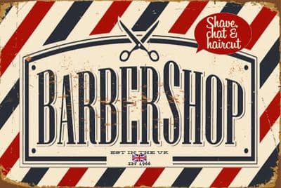 Vintage Style Metal Sign Wall Plaque Barber Shop 30x40cm