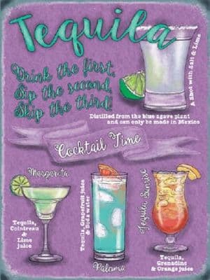 VINTAGE STYLE METAL WALL SIGN PLAQUE TEQUILA COCKTAIL PICTURE RETRO DECOR