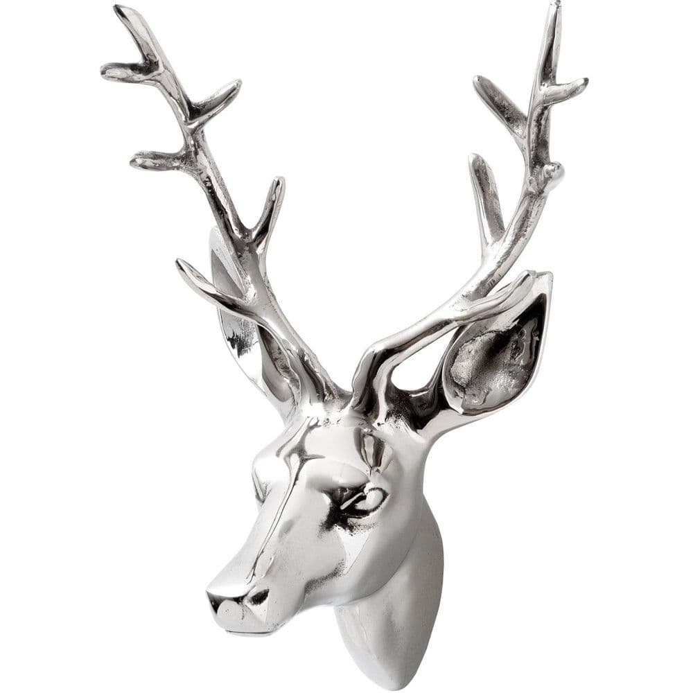 Wall Mounted Silver Metal Stag Deer Head Animal Display 30 cm