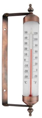 Wall Thermometer - Metal - Garden Outdoor -  25cm - Copper Effect Finish