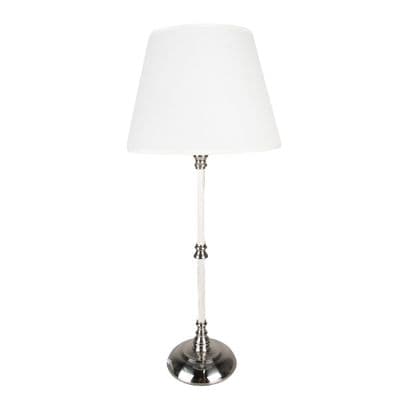 White & Chrome Table Bedside Lamp Light - Contemporary Design - E27 60w - H44cm