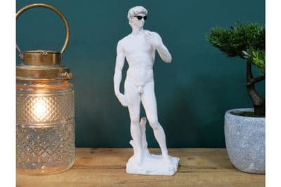 White Funny Ornament Resin Standing Cool David Michelangelo Man Figure Sculpture