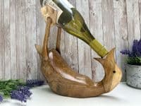 Wine Champagne Bottle Holder - Bamboo Wooden - Drunken Duck Novelty Gift