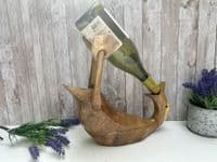 Wine Champagne Bottle Holder - Bamboo Wooden - Drunken Duck Novelty Gift