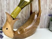 Wine Champagne Bottle Holder - Bamboo Wooden - Drunken Duck Novelty Gift