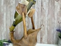 Wine Champagne Bottle Holder - Bamboo Wooden - Drunken Duck Novelty Gift