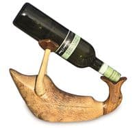Wine Champagne Bottle Holder - Bamboo Wooden - Drunken Duck Novelty Gift